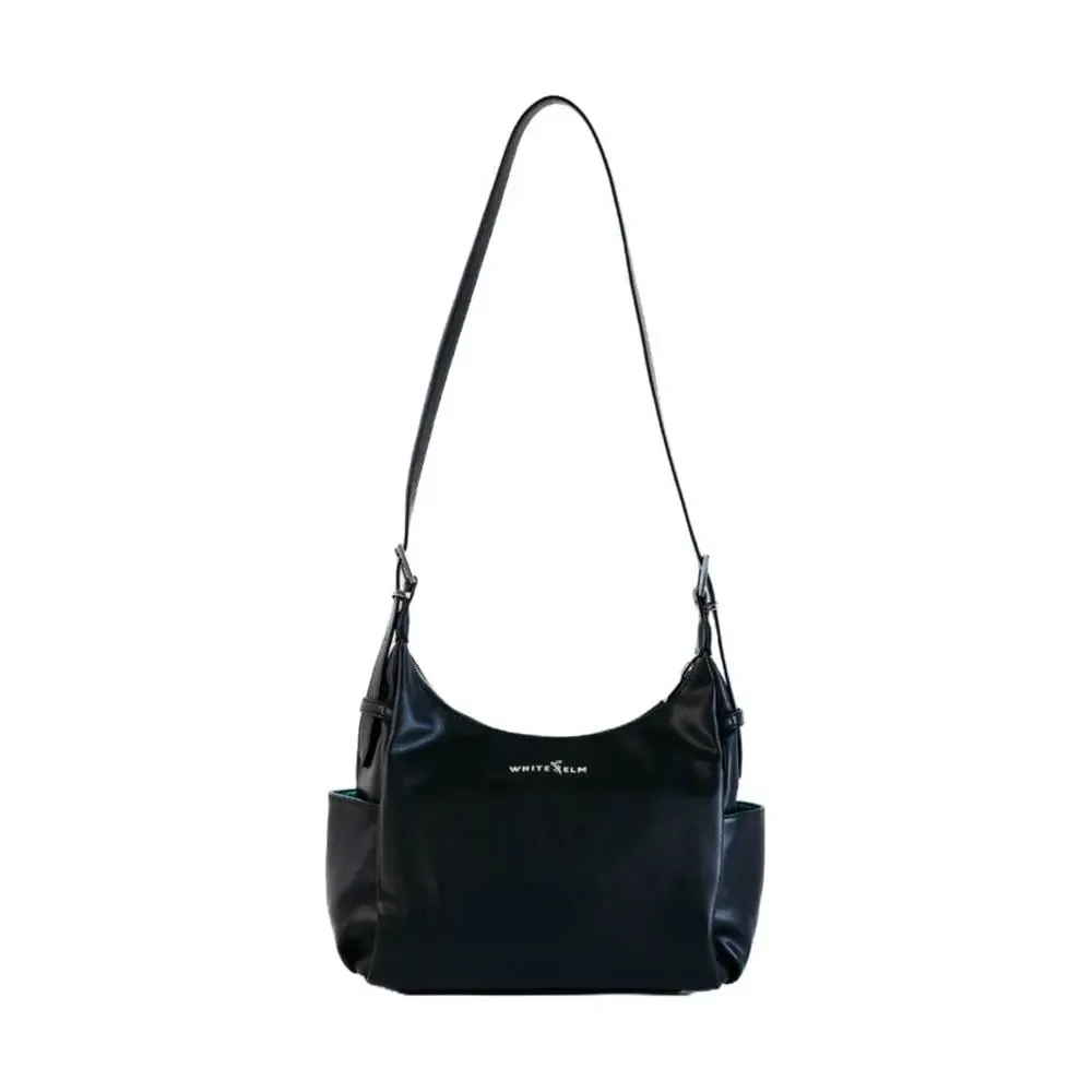 White Elm Camille Hobo Bag Black Shimmer Aqua Lining Silver Hardware NWOT